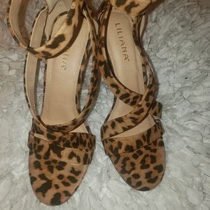 Leopard open toe stiletto Shoes